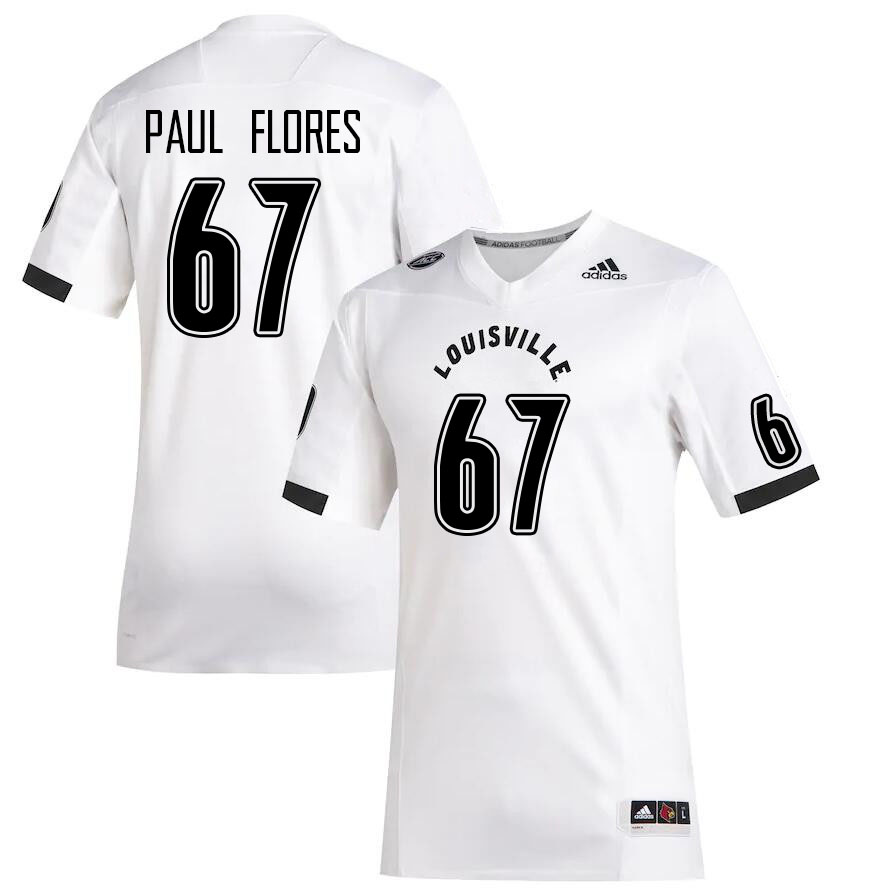 Men #67 John Paul Flores Louisville Cardinals College Football Jerseys Stitched Sale-White - Click Image to Close